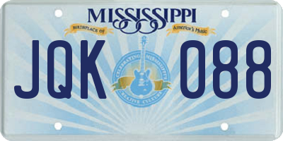 MS license plate JQK088