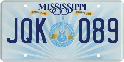 MS license plate JQK089