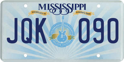 MS license plate JQK090