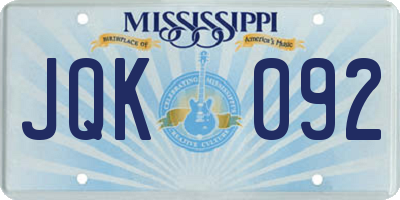MS license plate JQK092