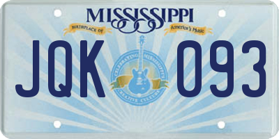 MS license plate JQK093