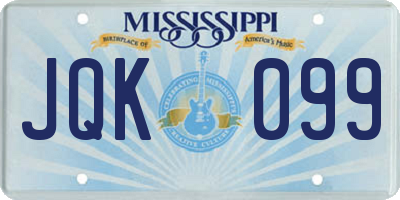 MS license plate JQK099