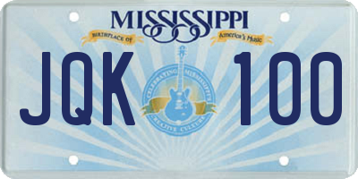 MS license plate JQK100