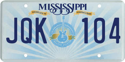 MS license plate JQK104