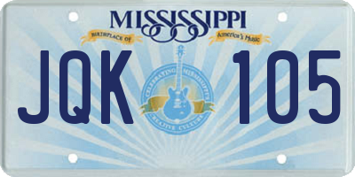 MS license plate JQK105