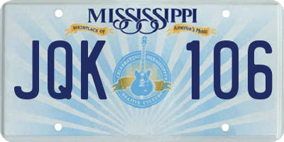 MS license plate JQK106