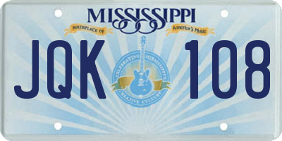 MS license plate JQK108