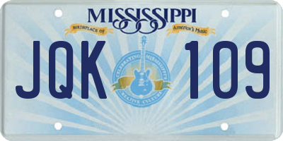 MS license plate JQK109