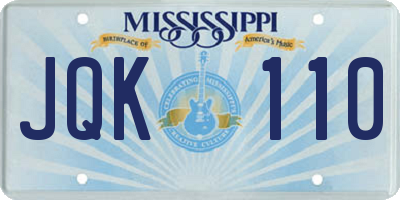 MS license plate JQK110