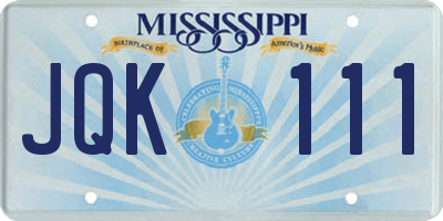 MS license plate JQK111