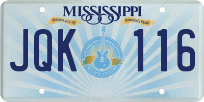 MS license plate JQK116