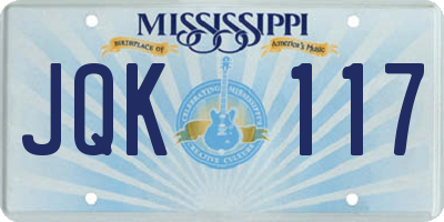 MS license plate JQK117