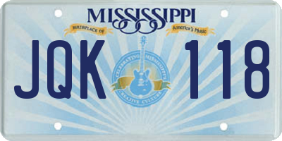 MS license plate JQK118