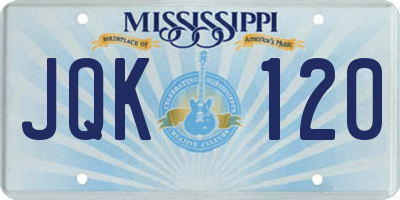 MS license plate JQK120