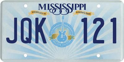 MS license plate JQK121