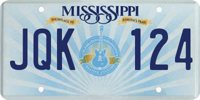 MS license plate JQK124