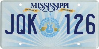 MS license plate JQK126