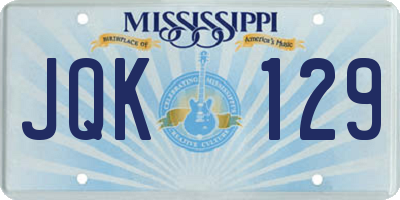 MS license plate JQK129
