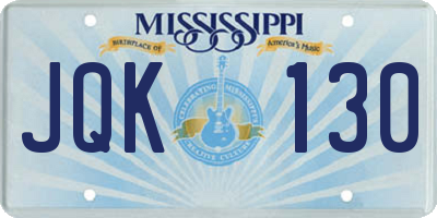 MS license plate JQK130
