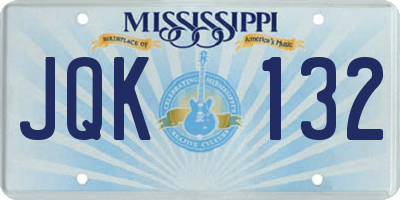 MS license plate JQK132