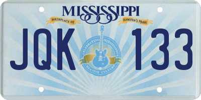 MS license plate JQK133