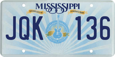 MS license plate JQK136