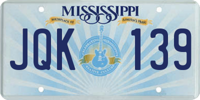 MS license plate JQK139
