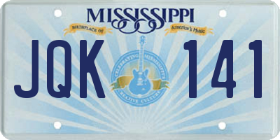 MS license plate JQK141