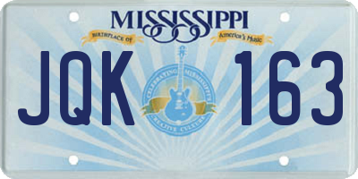 MS license plate JQK163