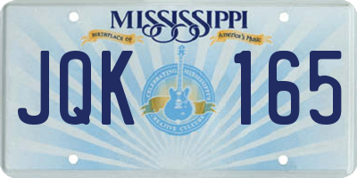 MS license plate JQK165