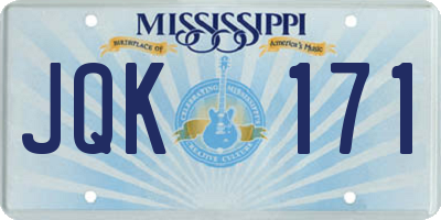 MS license plate JQK171