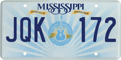 MS license plate JQK172