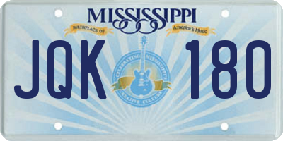 MS license plate JQK180