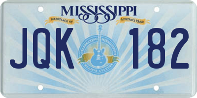 MS license plate JQK182