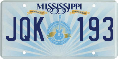 MS license plate JQK193