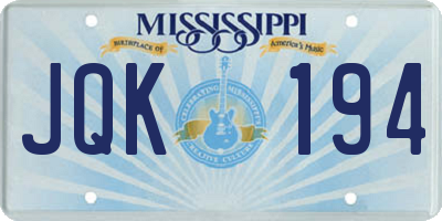 MS license plate JQK194