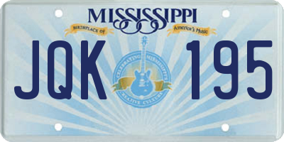 MS license plate JQK195