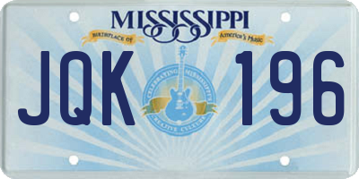 MS license plate JQK196