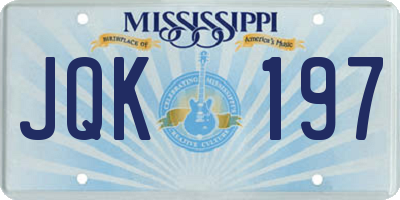 MS license plate JQK197