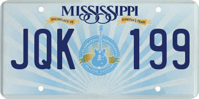 MS license plate JQK199