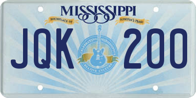 MS license plate JQK200