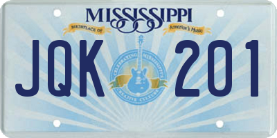 MS license plate JQK201