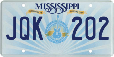 MS license plate JQK202