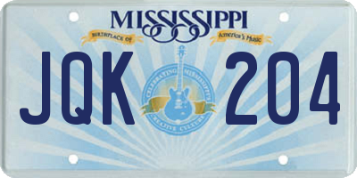 MS license plate JQK204