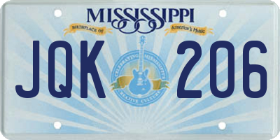 MS license plate JQK206