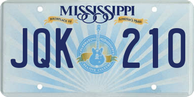 MS license plate JQK210