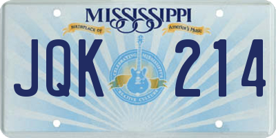 MS license plate JQK214