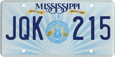 MS license plate JQK215
