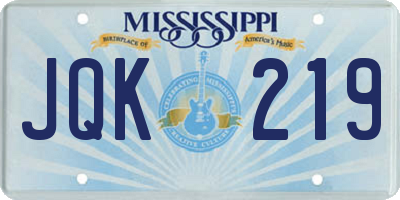 MS license plate JQK219