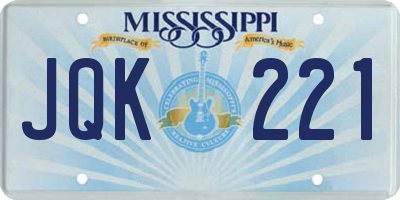 MS license plate JQK221